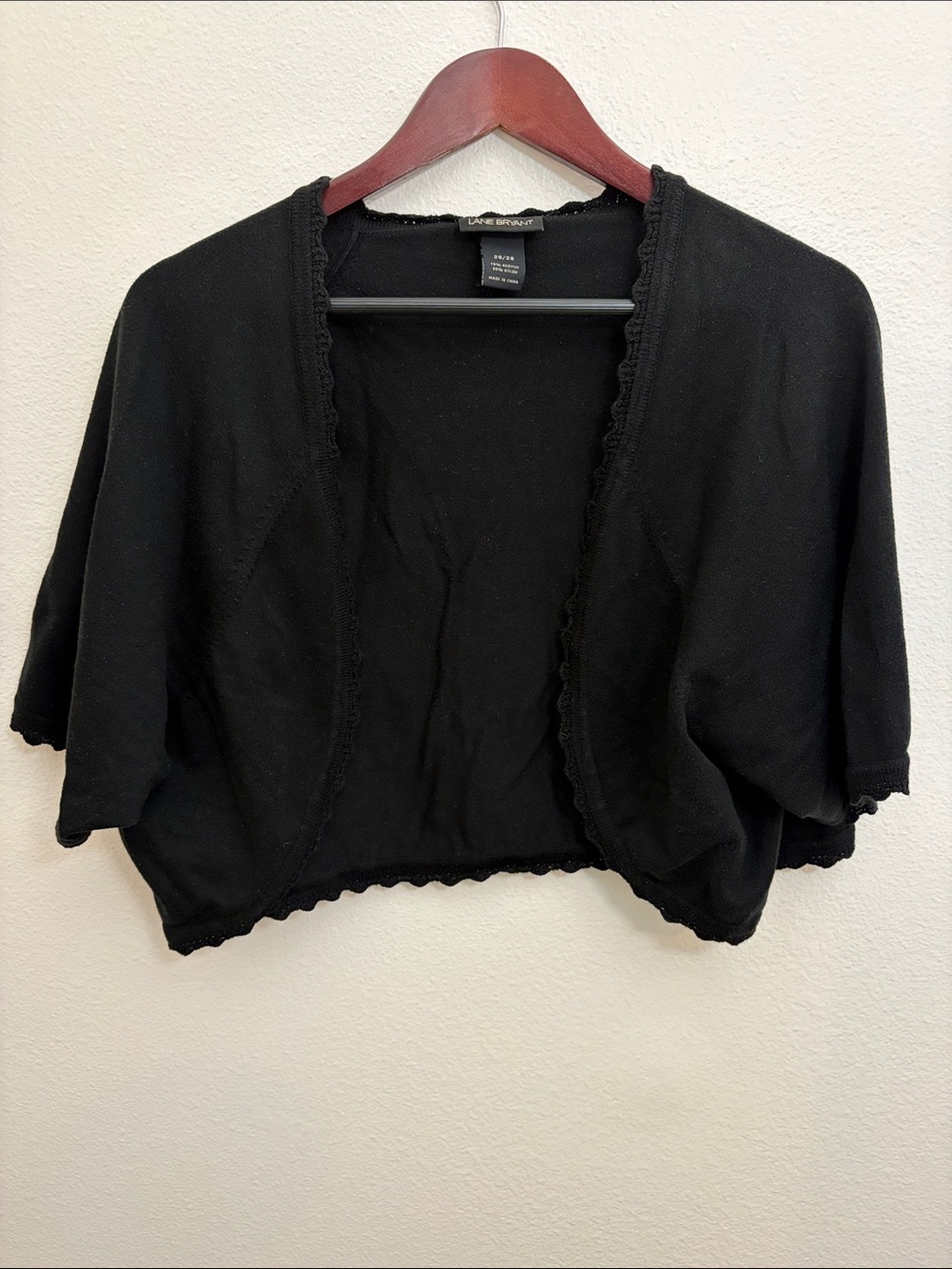 Lane Bryant Black Cropped Open-Front Sweater